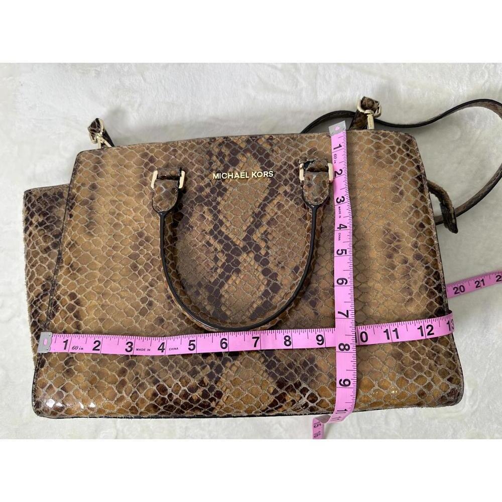 Michael Kors Snakeskin Embossed Tote Shoulder Bag Luxe Neutral Python Print READ - Picture 9 of 9